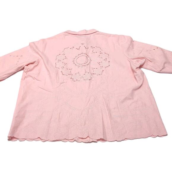 Susan Graver Shirt Blouse Womens Plus Size 2X Pink Linen Blend Scallop NEW NWT - Picture 8 of 16